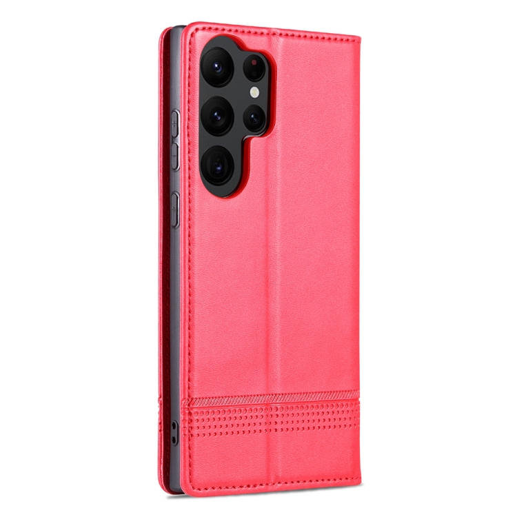 For Samsung Galaxy S23 Ultra 5G AZNS Magnetic Calf Texture Flip Leather Phone Case(Red)