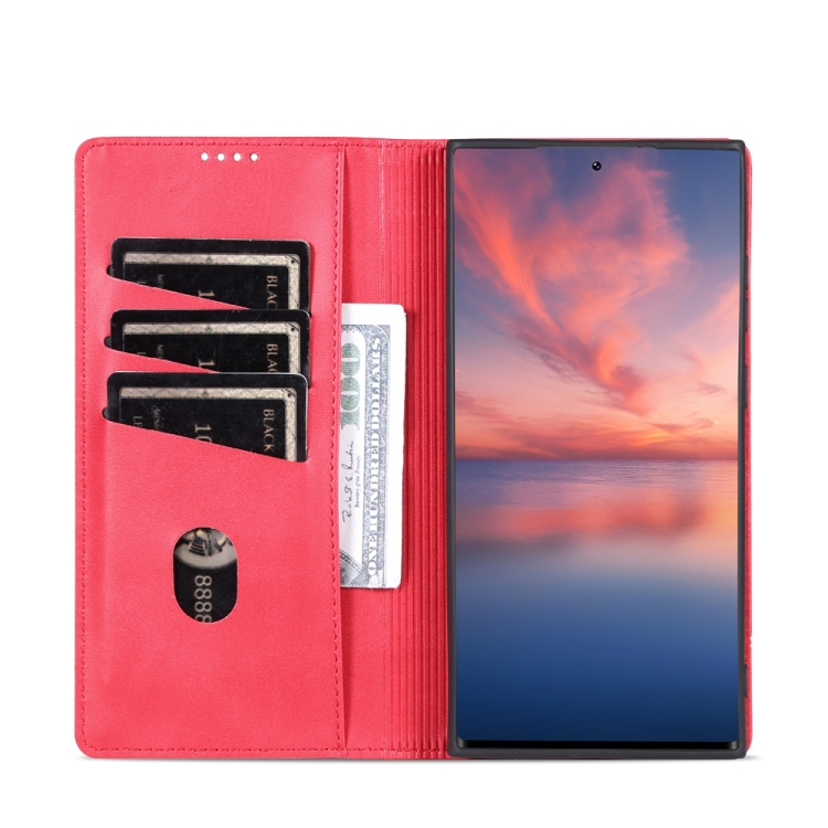 For Samsung Galaxy S23 Ultra 5G AZNS Magnetic Calf Texture Flip Leather Phone Case(Red)