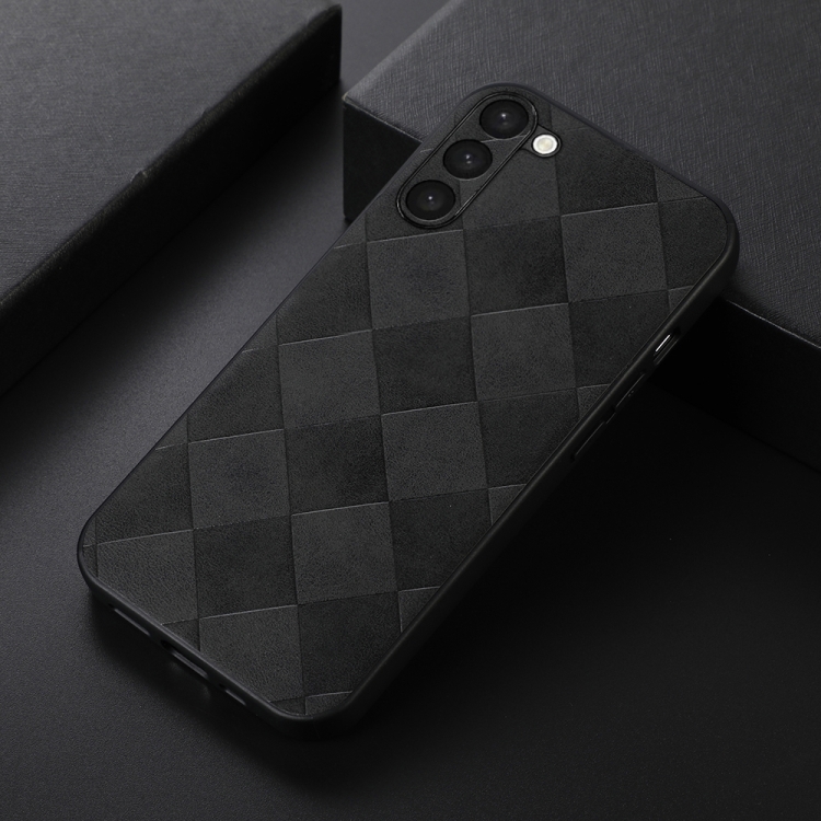 For Samsung Galaxy S23 5G Weave Plaid PU Phone Case(Black) For Samsung Galaxy S23 5G Weave Plaid PU Phone Case(Black)