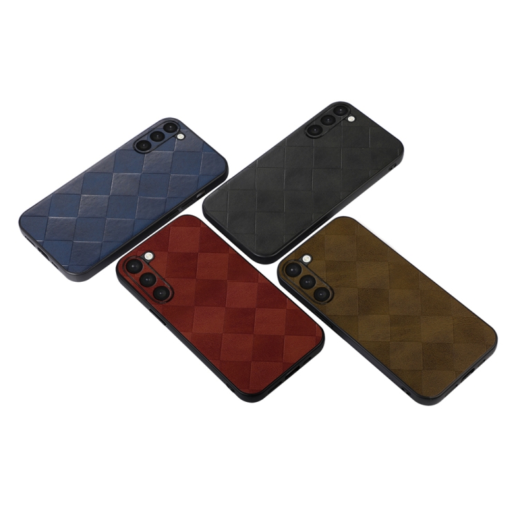 For Samsung Galaxy S23 5G Weave Plaid PU Phone Case(Black) For Samsung Galaxy S23 5G Weave Plaid PU Phone Case(Black)