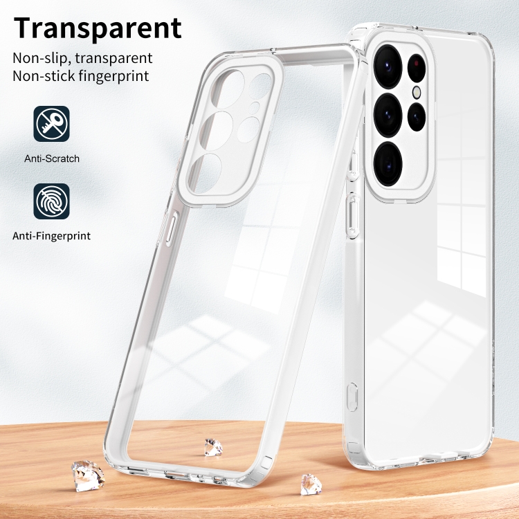 For Samsung Galaxy S23 Ultra 5G Clear TPU Color PC Frame Phone Case(White) For Samsung Galaxy S23 Ultra 5G Clear TPU Color PC Frame Phone Case(White)