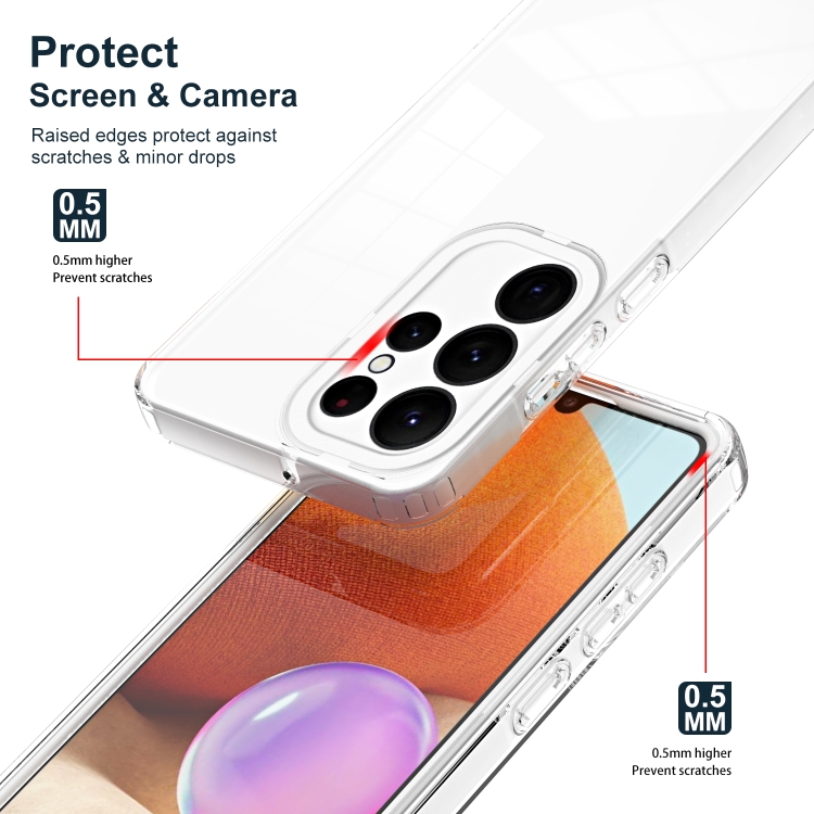 For Samsung Galaxy S23 Ultra 5G Clear TPU Color PC Frame Phone Case(White) For Samsung Galaxy S23 Ultra 5G Clear TPU Color PC Frame Phone Case(White)