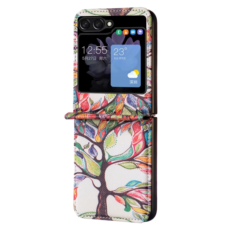 For Samsung Galaxy Z Flip5 Colored Drawing Leather Phone Case(Tree Life) For Samsung Galaxy Z Flip5 Colored Drawing Leather Phone Case(Tree Life)