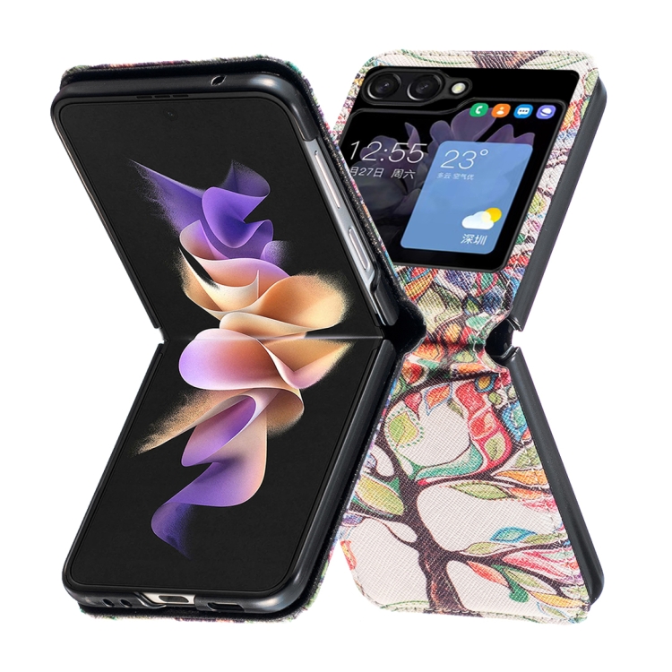 For Samsung Galaxy Z Flip5 Colored Drawing Leather Phone Case(Tree Life) For Samsung Galaxy Z Flip5 Colored Drawing Leather Phone Case(Tree Life)