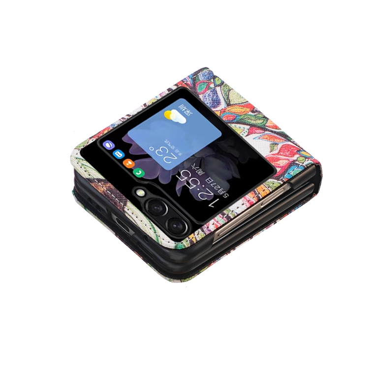 For Samsung Galaxy Z Flip5 Colored Drawing Leather Phone Case(Tree Life) For Samsung Galaxy Z Flip5 Colored Drawing Leather Phone Case(Tree Life)