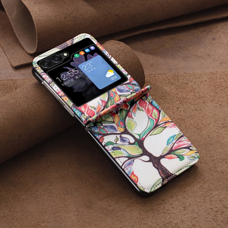 For Samsung Galaxy Z Flip5 Colored Drawing Leather Phone Case(Tree Life) For Samsung Galaxy Z Flip5 Colored Drawing Leather Phone Case(Tree Life)