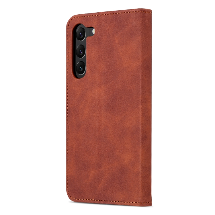 For Samsung Galaxy S23+ 5G AZNS Skin Feel Calf Texture Flip Leather Phone Case(Brown)