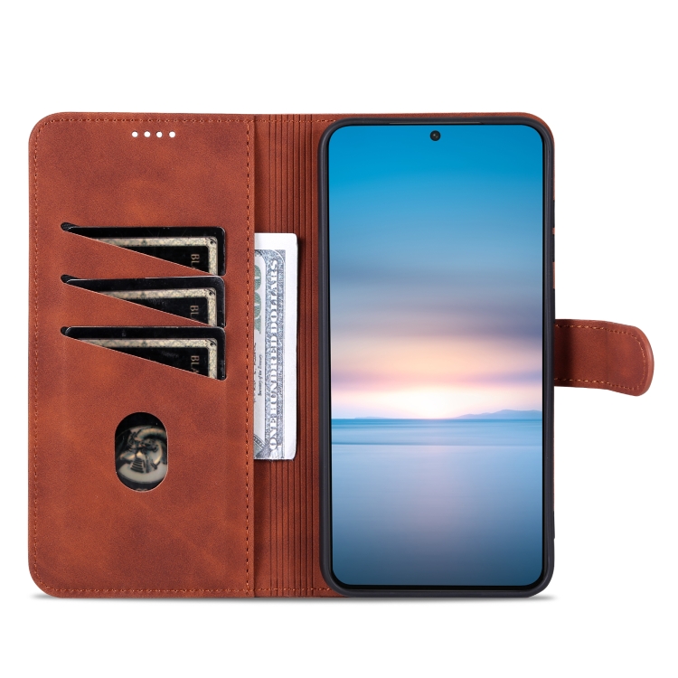 For Samsung Galaxy S23+ 5G AZNS Skin Feel Calf Texture Flip Leather Phone Case(Brown)