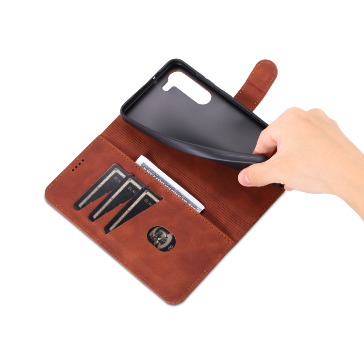 For Samsung Galaxy S23+ 5G AZNS Skin Feel Calf Texture Flip Leather Phone Case(Brown)