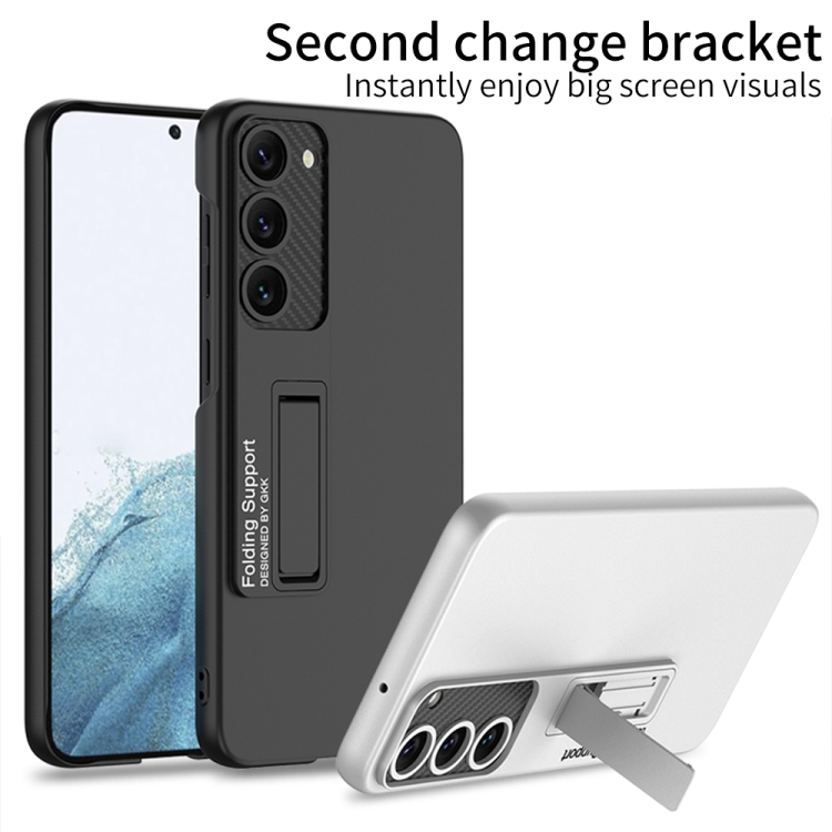 For Samsung Galaxy S23+ 5G GKK Ultra-thin Shockproof Phone Case with Holder(Silver) For Samsung Galaxy S23+ 5G GKK Ultra-thin Shockproof Phone Case with Holder(Silver)