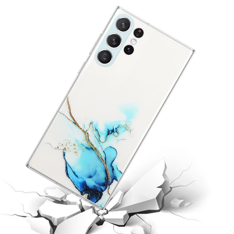 For Samsung Galaxy S23 Ultra 5G Hollow Marble Pattern TPU Precise Hole Phone Protective Case(Blue) For Samsung Galaxy S23 Ultra 5G Hollow Marble Pattern TPU Precise Hole Phone Protective Case(Blue)