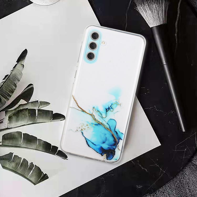 For Samsung Galaxy S23+ 5G Hollow Marble Pattern TPU Precise Hole Phone Protective Case(Blue) For Samsung Galaxy S23+ 5G Hollow Marble Pattern TPU Precise Hole Phone Protective Case(Blue)