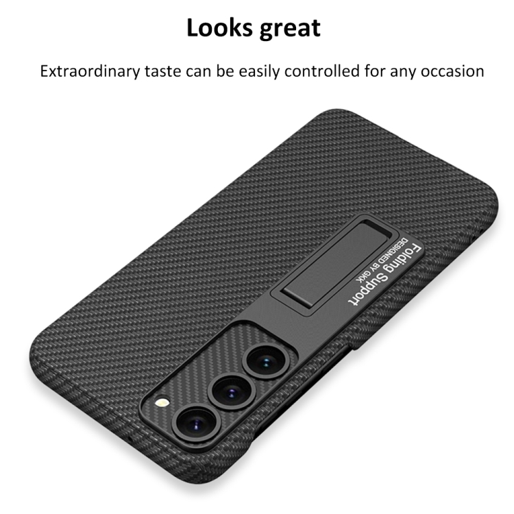 For Samsung Galaxy S23+ 5G GKK Plain Leather Shockproof Phone Case with Holder(Red) For Samsung Galaxy S23+ 5G GKK Plain Leather Shockproof Phone Case with Holder(Red)