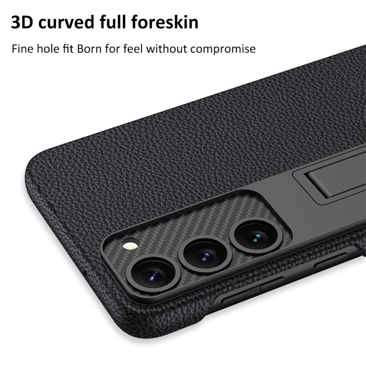 For Samsung Galaxy S23+ 5G GKK Plain Leather Shockproof Phone Case with Holder(Red) For Samsung Galaxy S23+ 5G GKK Plain Leather Shockproof Phone Case with Holder(Red)