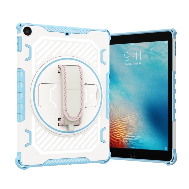 For iPad 9.7 2018/2017 Shockproof Tablet Case with Holder & Hand Strap(Blue) For iPad 9.7 2018/2017 Shockproof Tablet Case with Holder & Hand Strap(Blue)