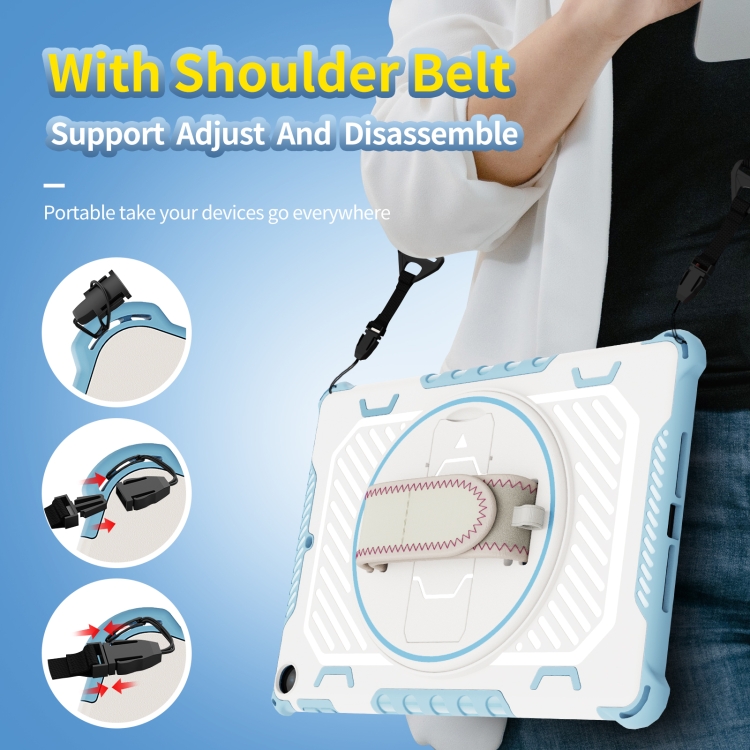 For iPad 9.7 2018/2017 Shockproof Tablet Case with Holder & Hand Strap(Blue) For iPad 9.7 2018/2017 Shockproof Tablet Case with Holder & Hand Strap(Blue)