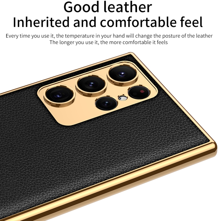 For Samsung Galaxy S23 Ultra 5G GKK Plating TPU + Leather Full Coverage Phone Case(Red) For Samsung Galaxy S23 Ultra 5G GKK Plating TPU + Leather Full Coverage Phone Case(Red)