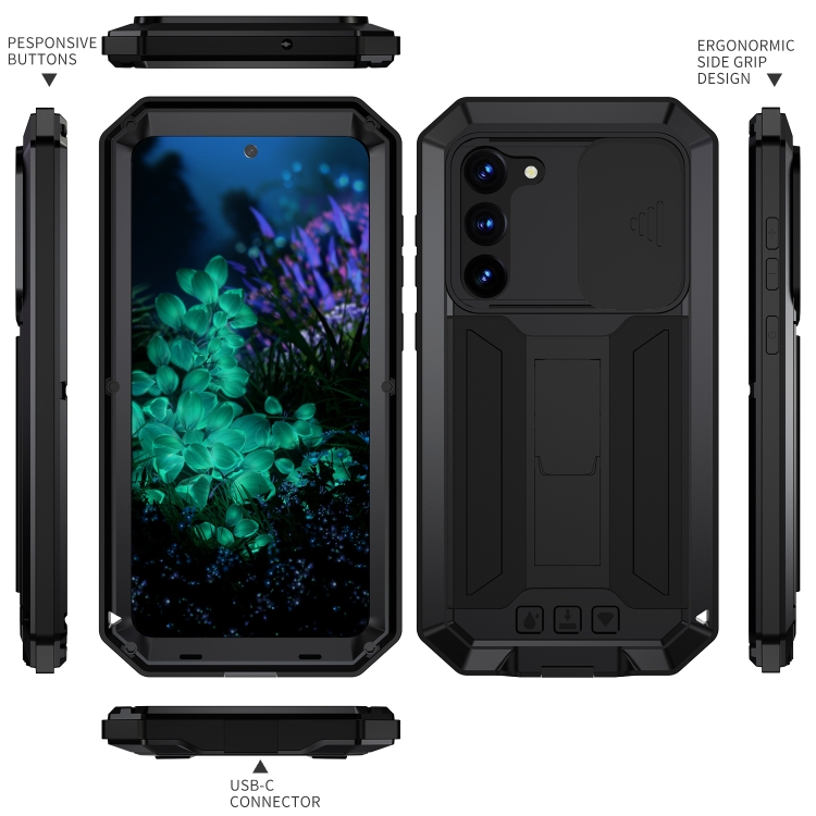 For Samsung Galaxy S23+ 5G R-JUST Sliding Camera Design Life Waterproof Dustproof Shockproof Phone Case(Black) For Samsung Galaxy S23+ 5G R-JUST Sliding Camera Design Life Waterproof Dustproof Shockproof Phone Case(Black)