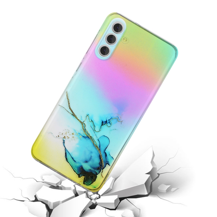 For Samsung Galaxy S23 5G Laser Marble Pattern Clear TPU Protective Phone Case(Blue) For Samsung Galaxy S23 5G Laser Marble Pattern Clear TPU Protective Phone Case(Blue)
