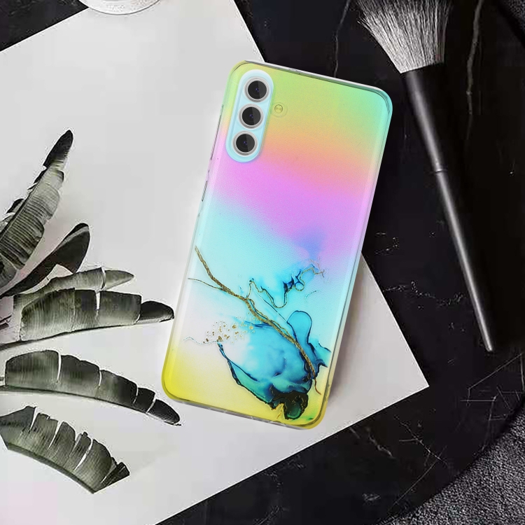 For Samsung Galaxy S23 5G Laser Marble Pattern Clear TPU Protective Phone Case(Blue) For Samsung Galaxy S23 5G Laser Marble Pattern Clear TPU Protective Phone Case(Blue)