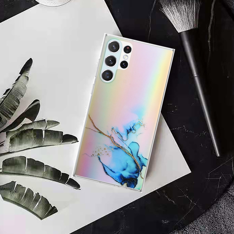 For Samsung Galaxy S23 Ultra 5G Laser Marble Pattern Clear TPU Protective Phone Case(Blue) For Samsung Galaxy S23 Ultra 5G Laser Marble Pattern Clear TPU Protective Phone Case(Blue)