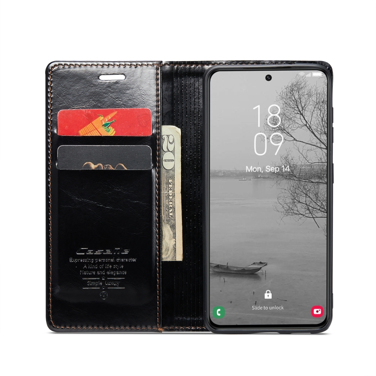 For Samsung Galaxy S23+ 5G CaseMe 003 Crazy Horse Texture Leather Phone Case(Black)