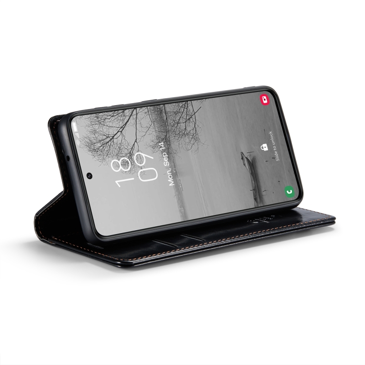 For Samsung Galaxy S23+ 5G CaseMe 003 Crazy Horse Texture Leather Phone Case(Black)