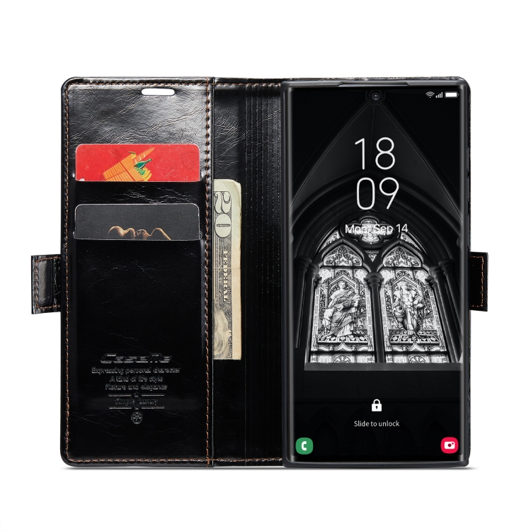 For Samsung Galaxy S23 Ultra 5G CaseMe 003 Crazy Horse Texture Leather Phone Case(Black) For Samsung Galaxy S23 Ultra 5G CaseMe 003 Crazy Horse Texture Leather Phone Case(Black)
