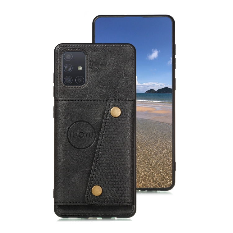 For Galaxy A41 (Eurasian Version) PU + TPU Shockproof Magnetic Protective Case with Card Slots(Black) For Galaxy A41 (Eurasian Version) PU + TPU Shockproof Magnetic Protective Case with Card Slots(Black)