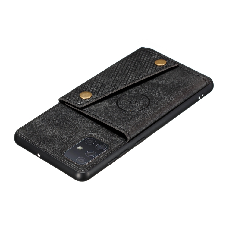 For Galaxy A41 (Eurasian Version) PU + TPU Shockproof Magnetic Protective Case with Card Slots(Black) For Galaxy A41 (Eurasian Version) PU + TPU Shockproof Magnetic Protective Case with Card Slots(Black)