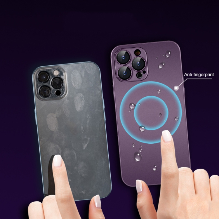 For iPhone 14 Pro AG Glass MagSafe Magnetic Phone Case(Dark Purple) For iPhone 14 Pro AG Glass MagSafe Magnetic Phone Case(Dark Purple)