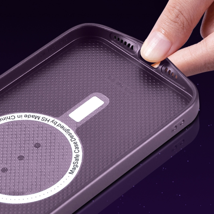 For iPhone 14 Pro AG Glass MagSafe Magnetic Phone Case(Dark Purple) For iPhone 14 Pro AG Glass MagSafe Magnetic Phone Case(Dark Purple)