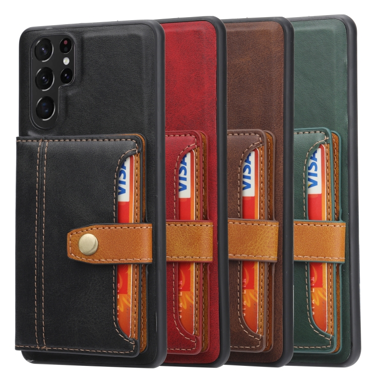 For Samsung Galaxy S23 Ultra 5G Calfskin Color Matching TPU + PU Phone Case(Brown)