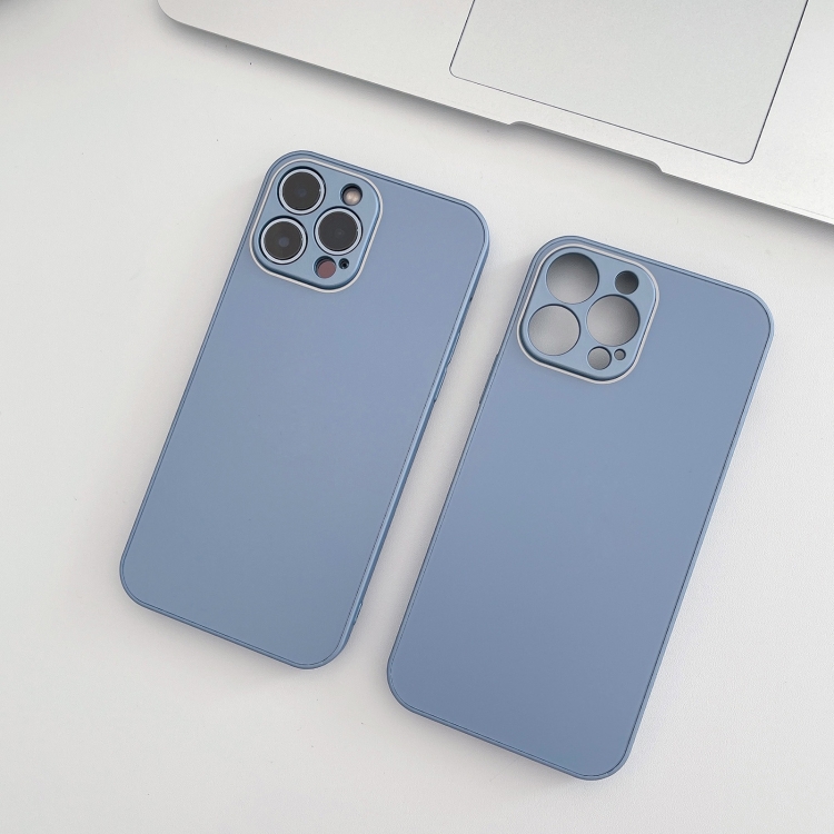 For iPhone 14 Pro Skin Frosted Tempered Glass Phone Case(Lake Blue) For iPhone 14 Pro Skin Frosted Tempered Glass Phone Case(Lake Blue)