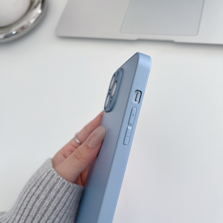 For iPhone 14 Skin Frosted Tempered Glass Phone Case(Lake Blue) For iPhone 14 Skin Frosted Tempered Glass Phone Case(Lake Blue)