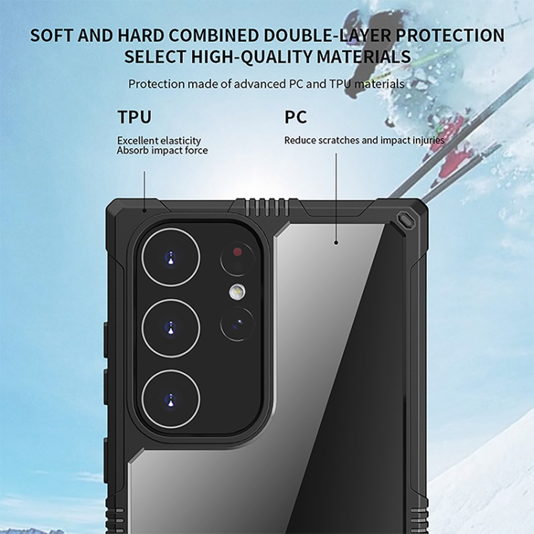 For Samsung Galaxy S23 5G iPAKY Transparent PC + TPU Shockproof Phone Case(Black) For Samsung Galaxy S23 5G iPAKY Transparent PC + TPU Shockproof Phone Case(Black)