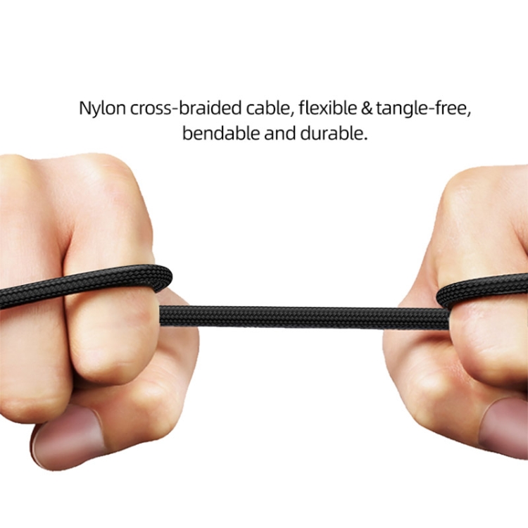 USAMS Type-C to 8 Pin PD20W Aluminum Alloy Transparent Digital Display Fast Charge Data Cable, Cable Length:1.2m(Black)