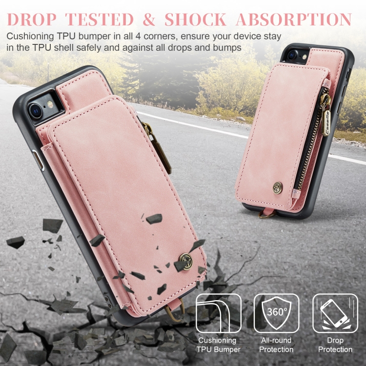 For iPhone SE 2022 / SE 2020 / 7 / 8 CaseMe C20 Multifunctional RFID Leather Phone Case(Pink) For iPhone SE 2022 / SE 2020 / 7 / 8 CaseMe C20 Multifunctional RFID Leather Phone Case(Pink)