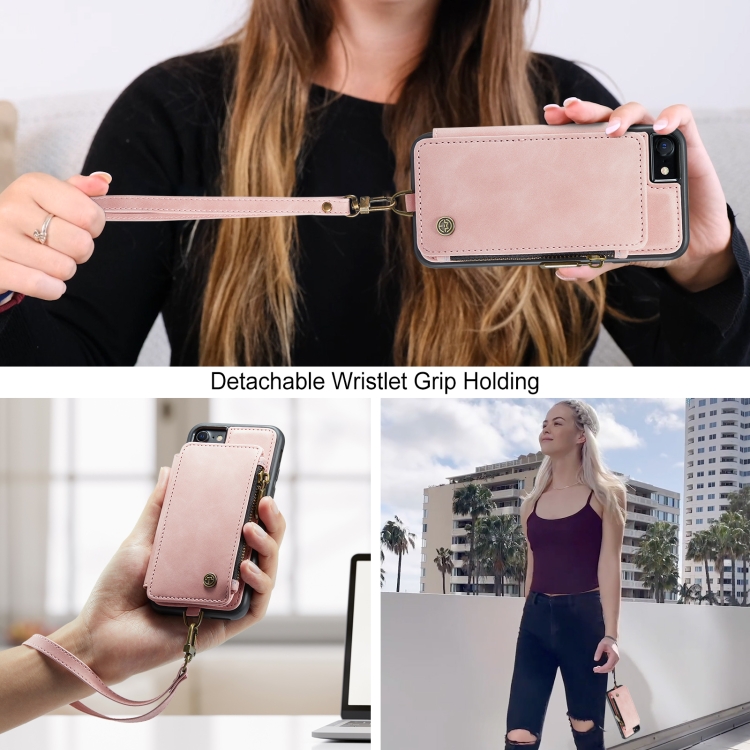 For iPhone SE 2022 / SE 2020 / 7 / 8 CaseMe C20 Multifunctional RFID Leather Phone Case(Pink) For iPhone SE 2022 / SE 2020 / 7 / 8 CaseMe C20 Multifunctional RFID Leather Phone Case(Pink)