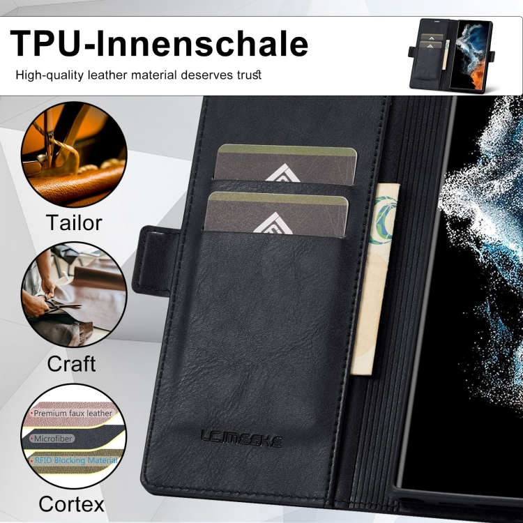 For Samsung Galaxy S23 Ultra 5G LC.IMEEKE RFID Anti-theft Leather Phone Case(Black) For Samsung Galaxy S23 Ultra 5G LC.IMEEKE RFID Anti-theft Leather Phone Case(Black)