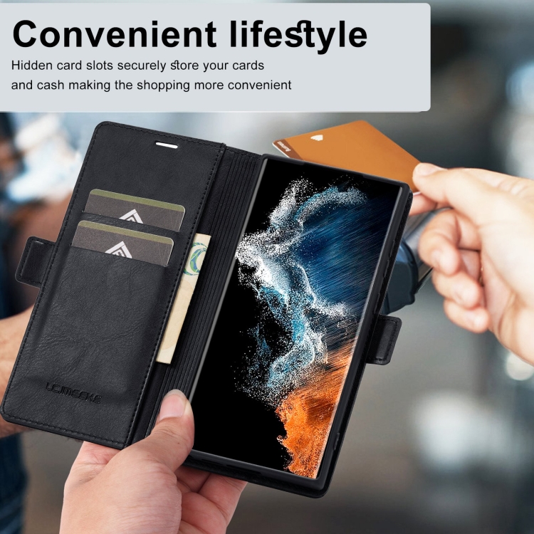For Samsung Galaxy S23 Ultra 5G LC.IMEEKE RFID Anti-theft Leather Phone Case(Black) For Samsung Galaxy S23 Ultra 5G LC.IMEEKE RFID Anti-theft Leather Phone Case(Black)