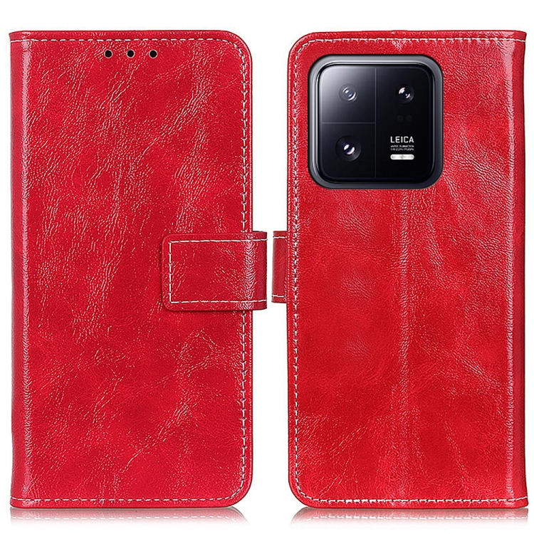 Compre Para Xiaomi Redmi Note 13 4G Funda de Cuero Caja de Teléfono Crazy  Horse Textura - Rojo en China