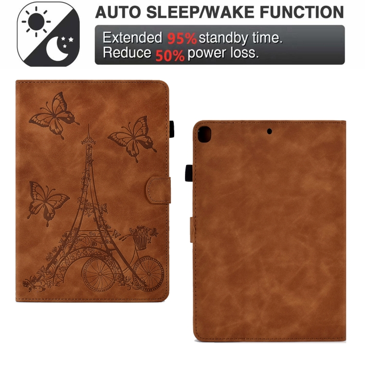 For iPad 10.2 2021/2020/2019 / 10.5 2019/2017 Tower Embossed Leather Smart Tablet Case(Brown) For iPad 10.2 2021/2020/2019 / 10.5 2019/2017 Tower Embossed Leather Smart Tablet Case(Brown)