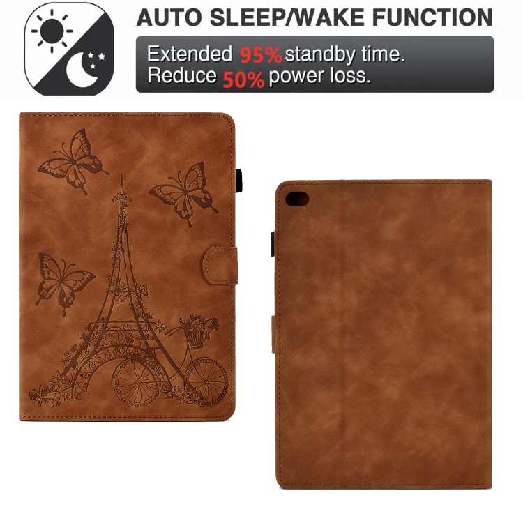 For iPad Air / Air 2 / 9.7 2017 / 9.7 2018 Tower Embossed Leather Smart Tablet Case(Brown) For iPad Air / Air 2 / 9.7 2017 / 9.7 2018 Tower Embossed Leather Smart Tablet Case(Brown)