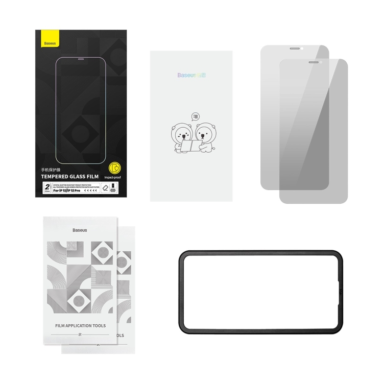 For iPhone 12 Pro Max 2pcs Baseus 0.3mm Crystal Peep-proof Explosion-proof Tempered Glass Film For iPhone 12 Pro Max 2pcs Baseus 0.3mm Crystal Peep-proof Explosion-proof Tempered Glass Film
