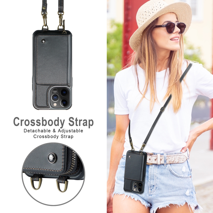 For iPhone 12 Pro Max JEEHOOD C22 Series Zipper Wallet Leather Phone Case with Dual Lanyard(Black) For iPhone 12 Pro Max JEEHOOD C22 Series Zipper Wallet Leather Phone Case with Dual Lanyard(Black)