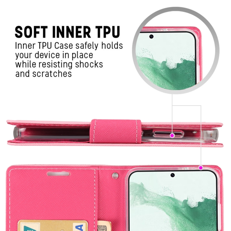 For Samsung Galaxy S23 5G GOOSPERY FANCY DIARY Cross Texture Leather Phone Case(Pink) For Samsung Galaxy S23 5G GOOSPERY FANCY DIARY Cross Texture Leather Phone Case(Pink)
