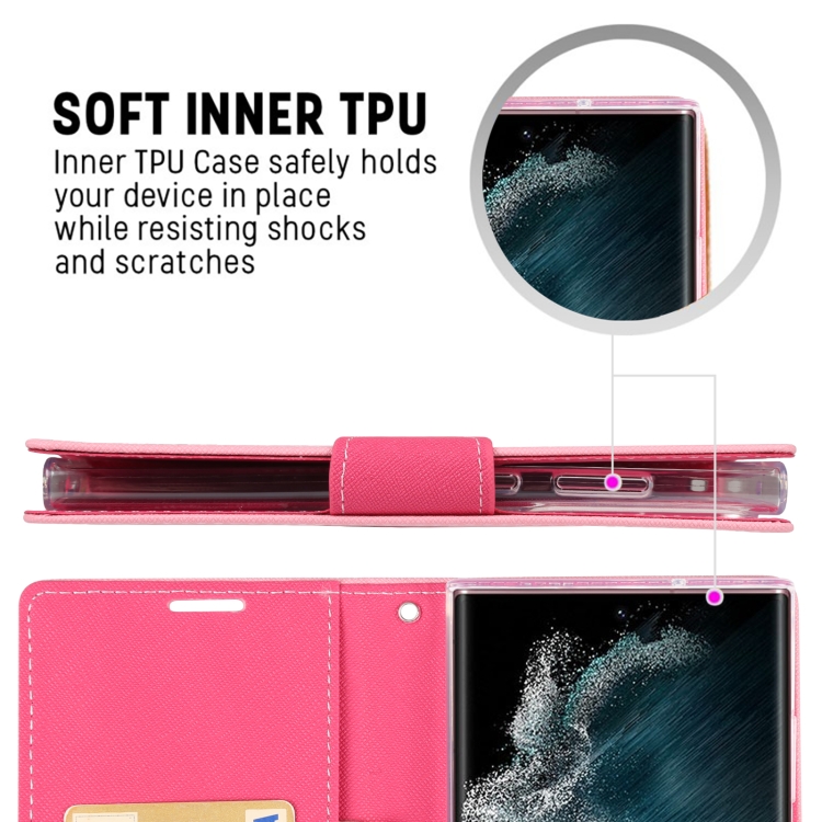 For Samsung Galaxy S23 Ultra 5G GOOSPERY FANCY DIARY Cross Texture Leather Phone Case(Pink) For Samsung Galaxy S23 Ultra 5G GOOSPERY FANCY DIARY Cross Texture Leather Phone Case(Pink)