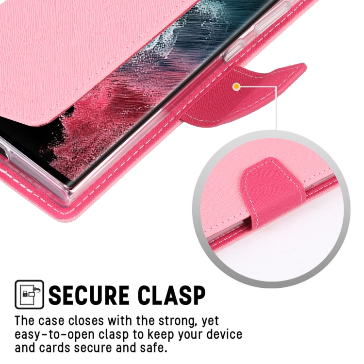 For Samsung Galaxy S23 Ultra 5G GOOSPERY FANCY DIARY Cross Texture Leather Phone Case(Pink) For Samsung Galaxy S23 Ultra 5G GOOSPERY FANCY DIARY Cross Texture Leather Phone Case(Pink)