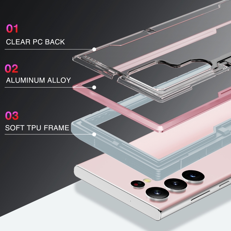 For Samsung Galaxy S22 Ultra 5G iPAKY Thunder Series Aluminum Frame + TPU Bumper + Clear PC Shockproof Phone Case(Rose Gold) For Samsung Galaxy S22 Ultra 5G iPAKY Thunder Series Aluminum Frame + TPU Bumper + Clear PC Shockproof Phone Case(Rose Gold)